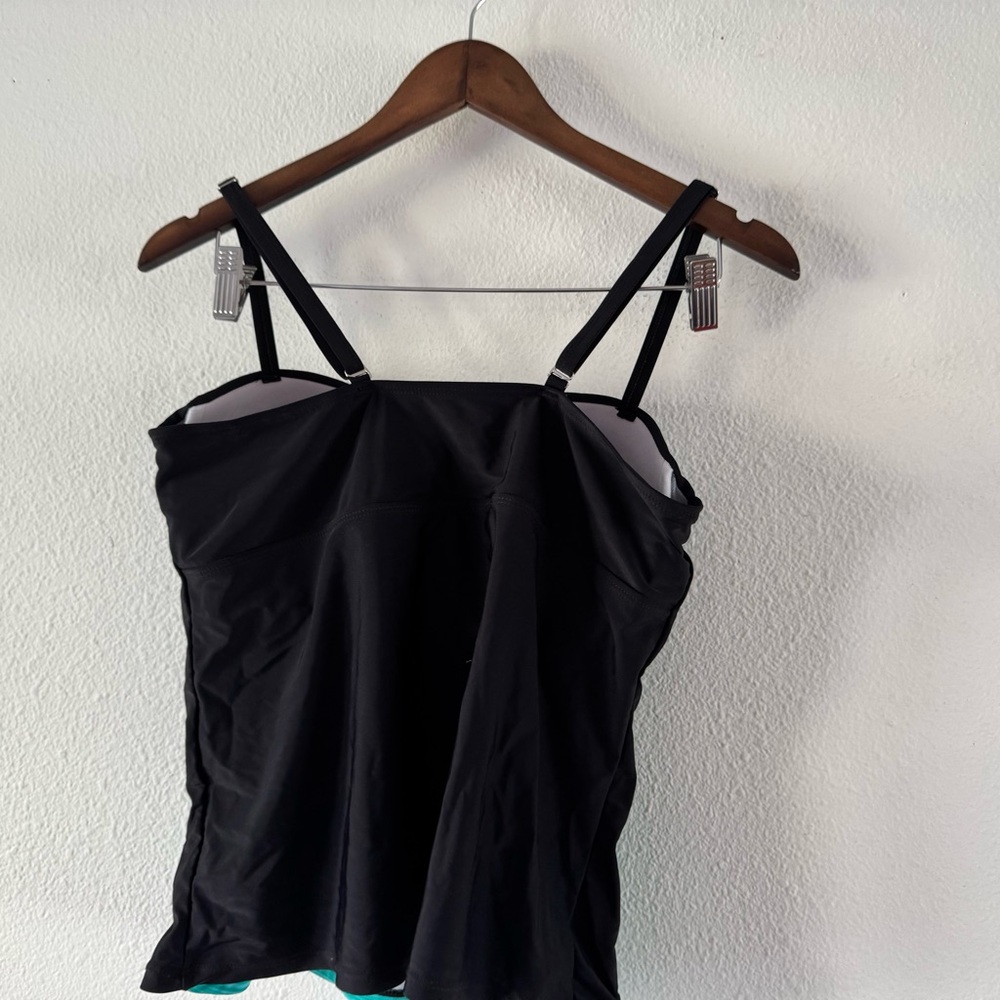 Blue Green Swim Tankini Top 2XL Mermaidcore Ruched Beach Coastal Resortwear - Picture 12 of 14